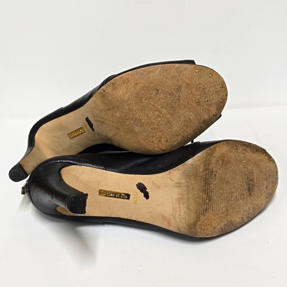 Louise et Cie Black Leather Laced Peep Toe Heeled‎ Boots - Picture 5 of 6